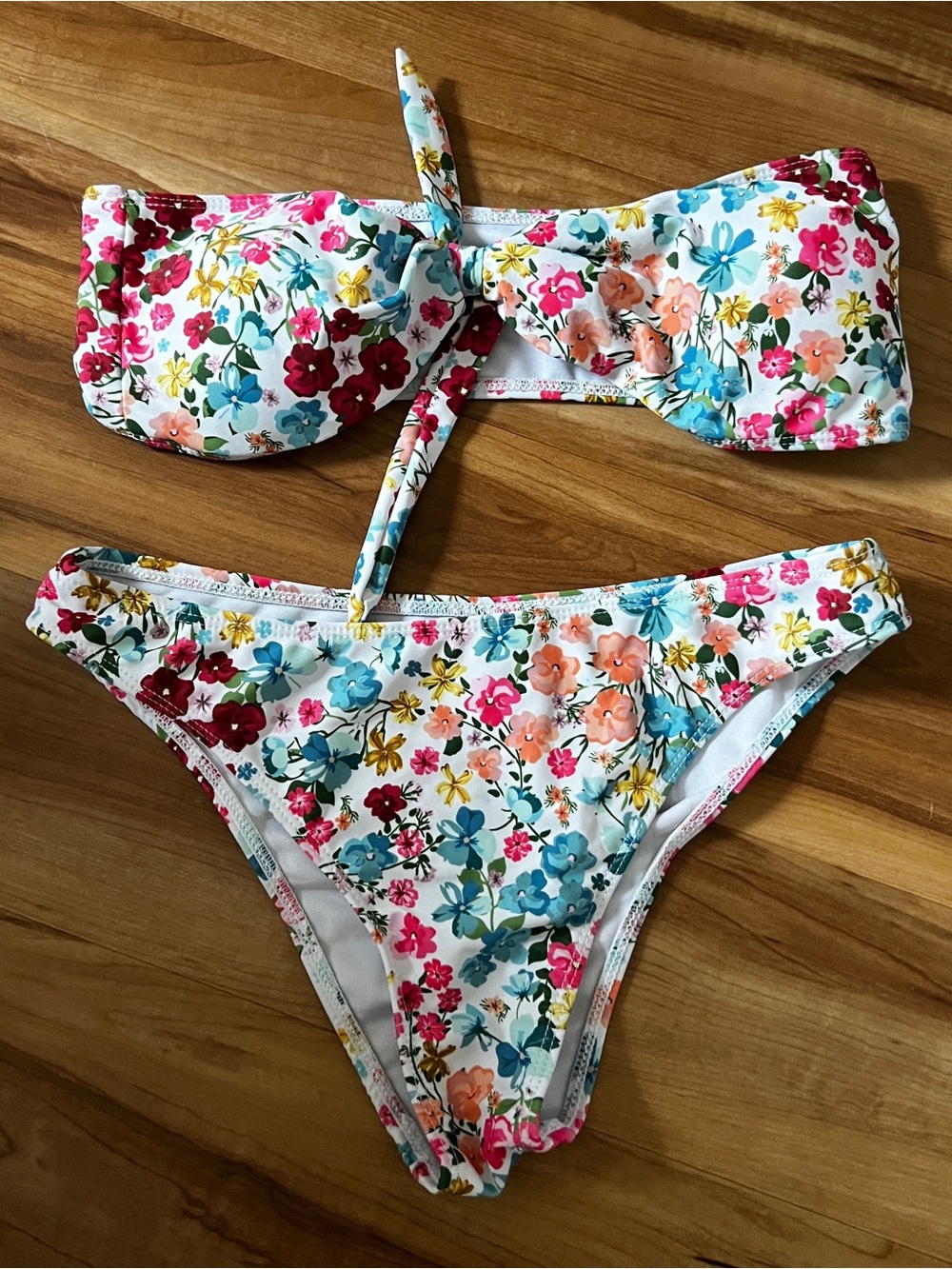 Floral Bandeau Bikini Set in Multi-Color